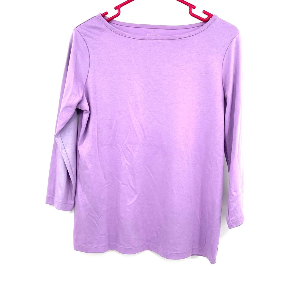 LL Bean Size Small Shirt Purple Supima Cotton Soft 3/4 Sleeve Casual‎ Solid